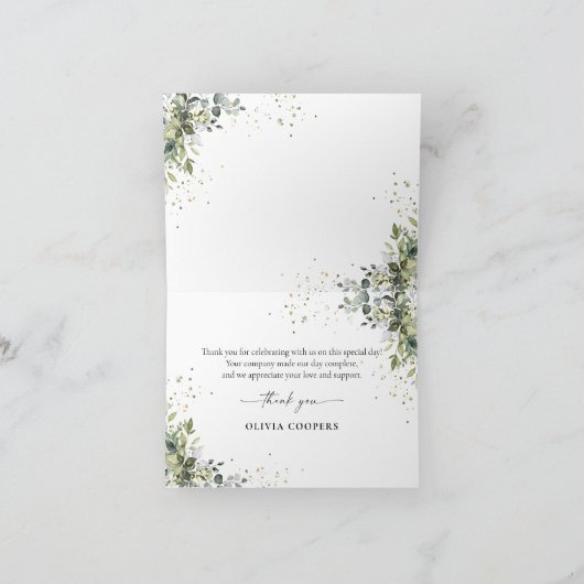 Eucalyptus bloemengroen bedankje bedankkaart (Binnen)