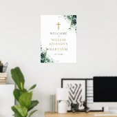 Eucalyptus Bloemengroen Doop Welkomstbord Poster (Thuiskantoor)