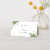 Eucalyptus Bloemengroen Elegante bruiloft Plaatskaartje (Achterkant)