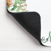 Eucalyptus bloemengroen monogram eenvoudig op maat muismat (Hoek)