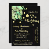 Eucalyptus bloemengroen zwart en goud bruiloft kaart (Voorkant / Achterkant)