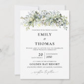 eucalyptus bloemenhuwelijksceremonie uitnodiging (Voorkant)