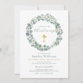 Eucalyptus Bloemenkrans Doop Uitnodiging (Voorkant)