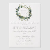 Eucalyptus bloemenkrans twee worden één bruiloft vellum uitnodigingen (Voorkant)