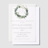 Eucalyptus bloemenkrans twee worden één bruiloft vellum uitnodigingen (Offset)