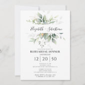 Eucalyptus bloemenrepetitie diner uitnodiging (Voorkant)