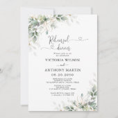 Eucalyptus bloemenrepetitie diner uitnodiging (Voorkant)