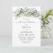 Eucalyptus bloemenrepetitie diner uitnodiging (Staand voorkant)