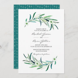 Eucalyptus bloemenuitnodigingen waterverf bruiloft kaart