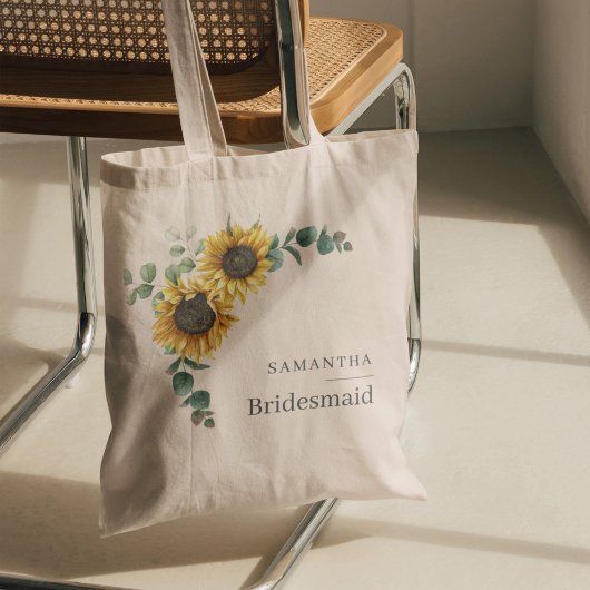 Eucalyptus Bloemenzonnebloem Bruidsmeisje Favor Tote Bag