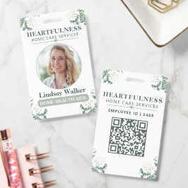 Eucalyptus Bloemige Aangepaste Werknemers-ID met Q Badge