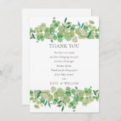 Eucalyptus Bloemige Baby Borrel Dank Je Gedicht Bedankkaart (Voorkant / Achterkant)