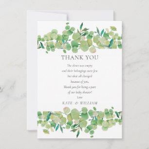 Eucalyptus Bloemige Baby Shower Dank Je Gedicht Bedankkaart