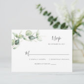 Eucalyptus Bloemige Botanische Scriptie Bruiloft RSVP Kaartje (Staand voorkant)