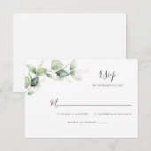 Eucalyptus Bloemige Botanische Scriptie Bruiloft RSVP Kaartje (Voorkant / Achterkant)