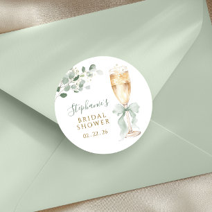 Eucalyptus Bloemige Champagne Bruidsdiner Ronde Sticker