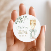 Eucalyptus Bloemige Champagne Bruidsdiner Ronde Sticker