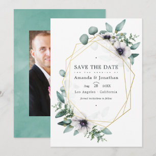 Eucalyptus Bloemige Geometrische Trouwfoto Save The Date