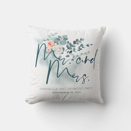 Eucalyptus Bloemige Groene Boeket Elegant Kussen (Voorkant)