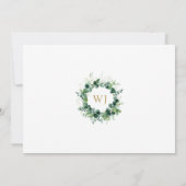 Eucalyptus Bloemige Groene Monogram Bevestiging Bedankkaart (Achterkant)