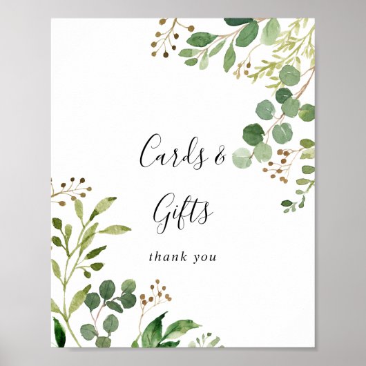 Eucalyptus Bloemige Kaarten en Cadeaus Bordje Poster (Voorkant)