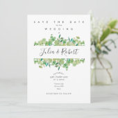 Eucalyptus Bloemige 'Save the Date' Kaart (Staand voorkant)
