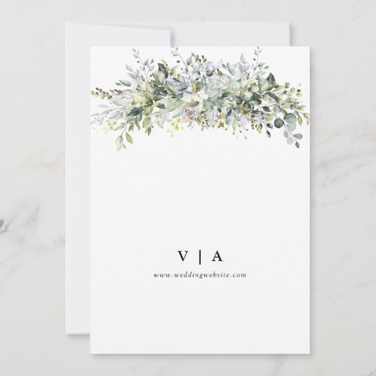 Eucalyptus Bloemige Save The Date met Foto Kaart (Achterkant)