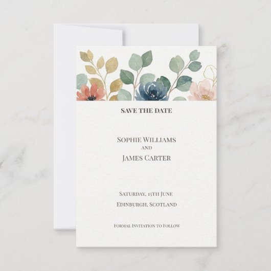 Eucalyptus Bloemige Trouwkaart Save The Date (Voorkant)