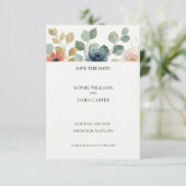 Eucalyptus Bloemige Trouwkaart Save The Date (Staand voorkant)