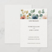 Eucalyptus Bloemige Trouwkaart Save The Date (Voorkant / Achterkant)
