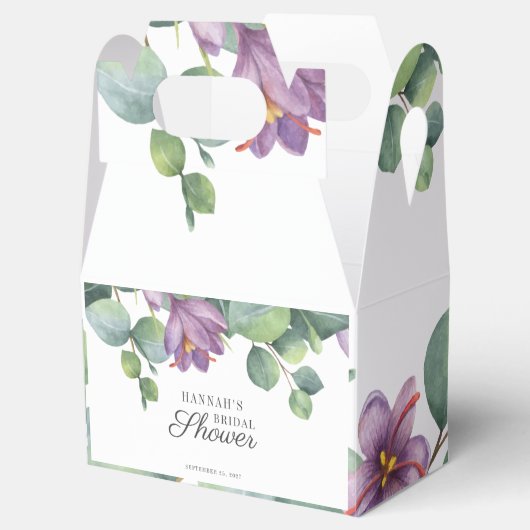 Eucalyptus Bloemige Waterverf Script Bruidsmeisjes Bedankdoosjes (Geopend)