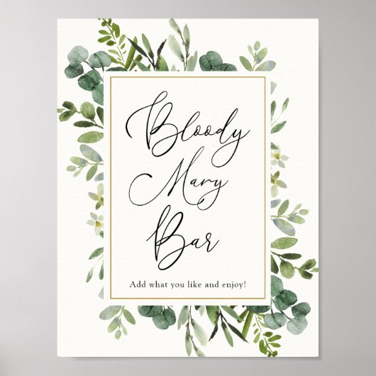 Eucalyptus Bloody Mary Bar Bord Poster (Voorkant)