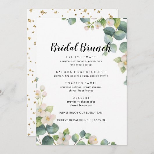 Eucalyptus Bloom Boho Bridal Menu (Voorkant / Achterkant)