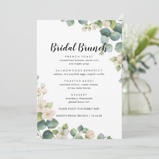 Eucalyptus Bloom Boho Bridal Menu (Staand voorkant)