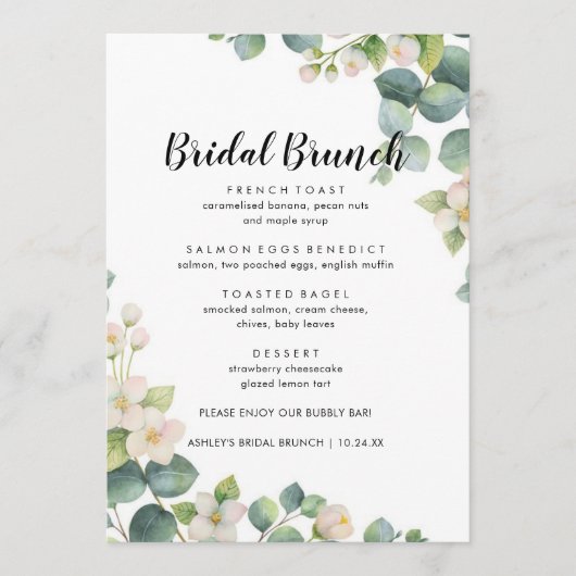 Eucalyptus Bloom Boho Bridal Menu (Voorkant)