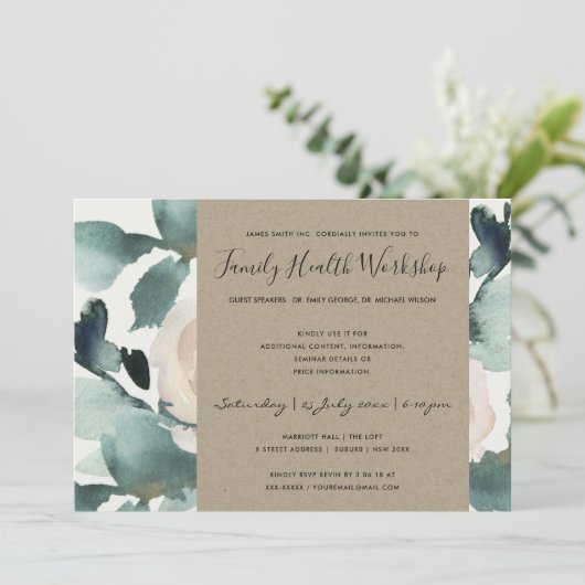 EUCALYPTUS BLOZEND ROZE KRAFT ROZE WORKSHOP EVENEM KAART (Staand voorkant)