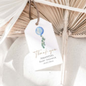 Eucalyptus Blue-ballon Baby shower Dank je wel Cadeaulabel