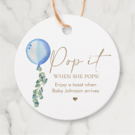 Eucalyptus Blue Ballon Pop het als ze Poppen Bedankjes Labels