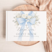 Eucalyptus Blue Bow Baby Boy Baptism Gastenboek