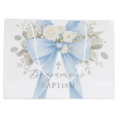 Eucalyptus Blue Bow Baby Boy Baptism Groot Cadeauzakje (Achterkant)