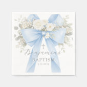 Eucalyptus Blue Bow Baby Boy Baptism Servet (Voorkant)