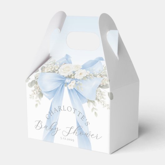 Eucalyptus Blue Bow Baby Boy Shower Bedankdoosjes (Voorkant Zijde)