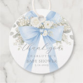 Eucalyptus Blue Bow Baby Shower Thank you Bedankjes Labels (Voorkant)