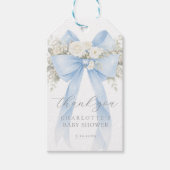 Eucalyptus Blue Bow Baby Shower Thank you Cadeaulabel (Voorkant)