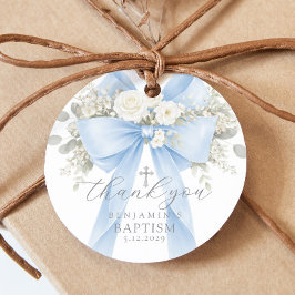 Eucalyptus Blue Bow Baptism Thank you Bedankjes Labels