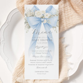 Eucalyptus Blue Bow Elegant Baby Shower Menu