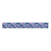 Eucalyptus Blue en roze Grevillea Grosgrain Lint (Voorkant)