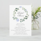 Eucalyptus Blue Floral Wreated Vrijgezellenfeest Kaart (Staand voorkant)