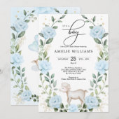 Eucalyptus Blue Flower Lamb Boy Baby shower Kaart (Voorkant / Achterkant)