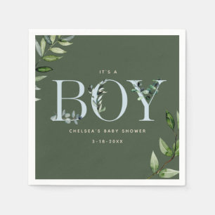 Eucalyptus Blue Green Boy Baby shower Servet